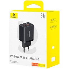 Зарядное устройство Baseus 1xUSB-C 30W + 1xUSB black Фото 5