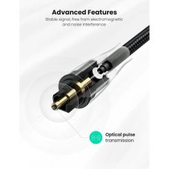 Кабель мультимедийный Ugreen Optical Toslink 2.0m AV108 black Фото 3