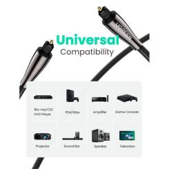 Кабель мультимедийный Ugreen Optical Toslink 2.0m AV108 black Фото 5