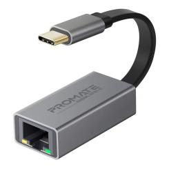 Адаптер Promate USB-C to RJ45 Ethernet 1000Mbps grey Фото