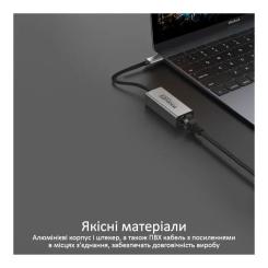 Адаптер Promate USB-C to RJ45 Ethernet 1000Mbps grey Фото 2