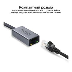 Адаптер Promate USB-C to RJ45 Ethernet 1000Mbps grey Фото 3