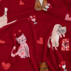 Плед Ardesto Flannel 160х200см, 100% поліестер, котики з сердеч Фото 2