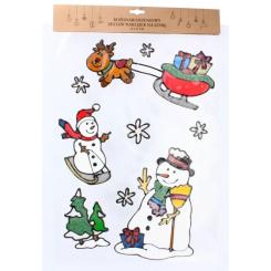 Новогодние наклейки Chomik Сніговик з оленем 31х47 см Фото