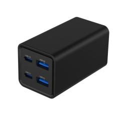 Зарядное устройство Gembird 2xUSB-C PD65W + 2xUSB QC3.0 30W black Фото 1