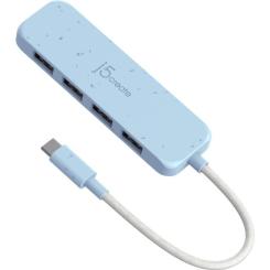 Концентратор J5create USB-C to 4xUSB-A 3.2 10Gbps cyan Фото 2
