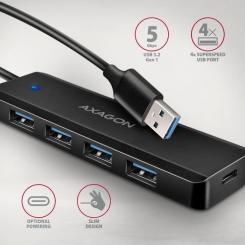 Концентратор AXAGON USB 3.1 to 4xUSB 3.0 black Фото 1