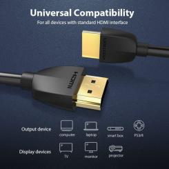 Кабель мультимедийный Vention HDMI M to HDMI M 1.5m 4K60Hz black Фото 1