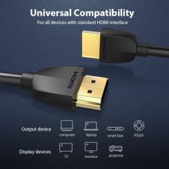 Кабель мультимедийный Vention HDMI M to HDMI M 1.5m 4K60Hz black Фото 6
