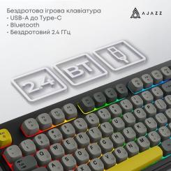 Клавиатура Ajazz AF98 Plus Wireless/Bluetooth/USB UA Black/Grey/Yel Фото 6