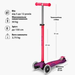 Самокат Micro Maxi Deluxe Neon LED" Ультра рожевий" Фото 5