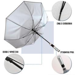 Зонт Perletti Reflecting тростина, з системою антивітер, біла Фото 4