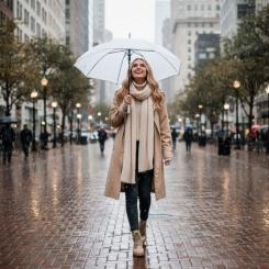 Зонт Perletti Reflecting тростина, з системою антивітер, біла Фото 7