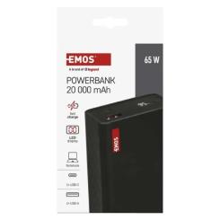 Батарея универсальная EMOS 20000mAh NTBF20, 65W, Pass-through, black Фото 9