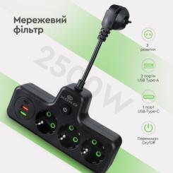 Сетевой фильтр питания XoKo XK-SPW-3-2-1-BK Фото 5