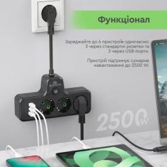 Сетевой фильтр питания XoKo XK-SPW-3-2-1-BK Фото 6