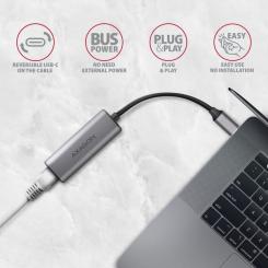 Переходник AXAGON USB-C to RJ45 Ethernet 2500Mbps gray Фото 6