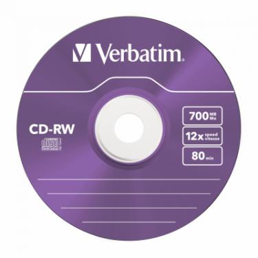 Диск CD Verbatim CD-RW 700Mb 12X SlimBox 5шт Color Фото 1