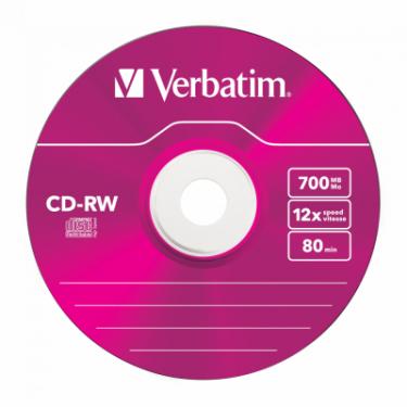Диск CD Verbatim CD-RW 700Mb 12X SlimBox 5шт Color Фото 2