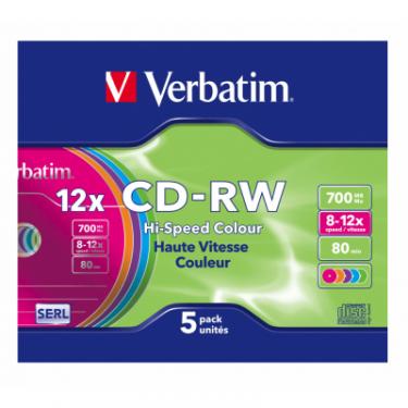 Диск CD Verbatim CD-RW 700Mb 12X SlimBox 5шт Color Фото 6