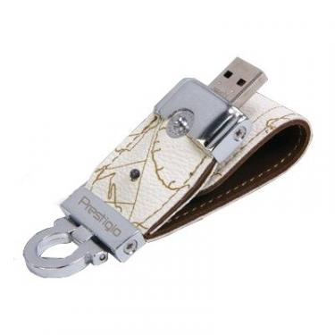 USB флеш накопитель Prestigio 16Gb Leather Flash White Фото
