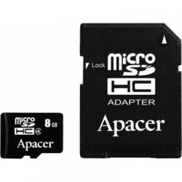 Карта памяти Apacer 8GB microSDHC Class4 w/ 1 Adapter RP Фото