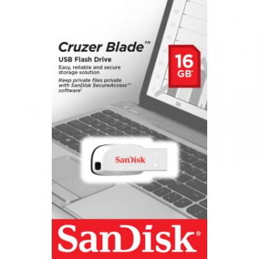 USB флеш накопитель SanDisk 16GB Cruzer Blade White USB 2.0 Фото 2
