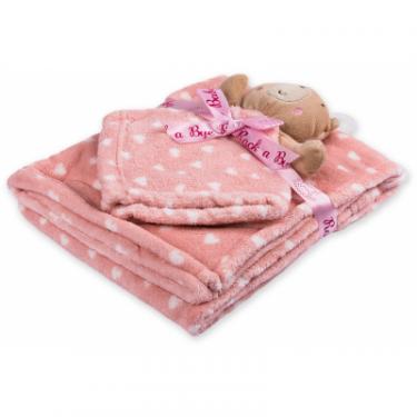 Детское одеяло Luvena Fortuna флисовое с игрушкой-салфеткой, розовое Фото 1