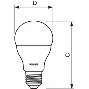 Лампочка Philips Bulb E27 7-60W 230V 6500K A60/PF Фото 1