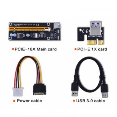 Райзер Dynamode PCI-E x1 to 16x 60cm USB 3.0 Cable SATA to 4Pin ID Фото 3