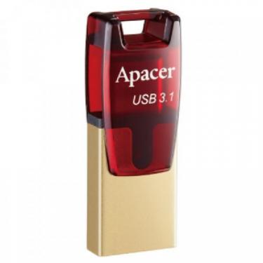 USB флеш накопитель Apacer 32GB AH180 Red Type-C Dual USB 3.1 Фото 2