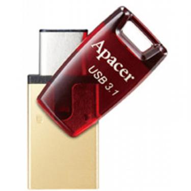 USB флеш накопитель Apacer 32GB AH180 Red Type-C Dual USB 3.1 Фото 3