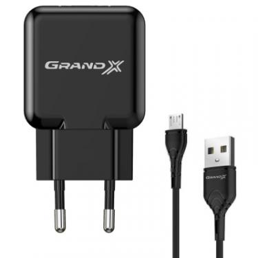 Зарядное устройство Grand-X CH-03UMB (5V/2,1A + DC cable Micro USB) Black Фото