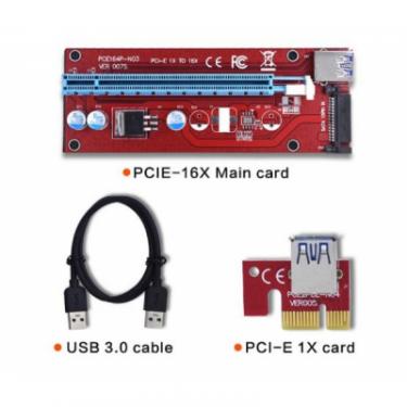 Райзер Dynamode PCI-E x1 to 16x 60cm USB 3.0 Cable 15Pin SATA Powe Фото 2