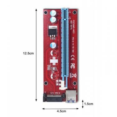 Райзер Dynamode PCI-E x1 to 16x 60cm USB 3.0 Cable 15Pin SATA Powe Фото 3