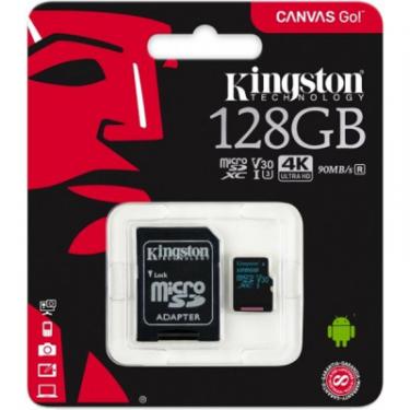 Карта памяти Kingston 128GB microSDXC class 10 UHS-I U3 Canvas Go Фото 2