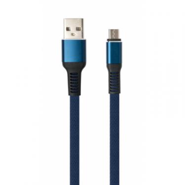 Дата кабель Vinga USB 2.0 AM to Micro 5P 1m flat nylon blue Фото 1