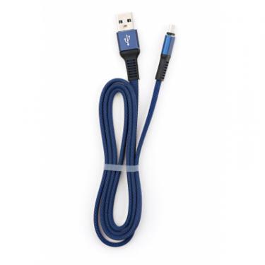 Дата кабель Vinga USB 2.0 AM to Micro 5P 1m flat nylon blue Фото 4