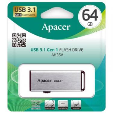 USB флеш накопитель Apacer 64GB AH35A Silver USB 3.1 Gen1 Фото 4