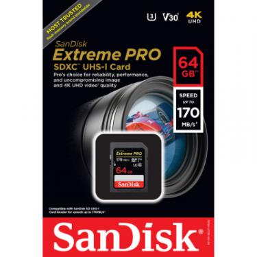 Карта памяти SanDisk 64GB SDXC class 10 V30 UHS-I U3 Extreme Pro Фото 3