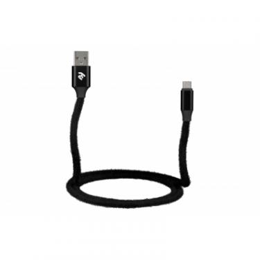 Дата кабель 2E USB 2.0 AM to Micro 5P 1.0m Fur black Фото 2