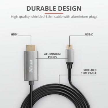 Кабель мультимедийный Trust USB-C to HDMI 1.8м BLACK Фото 4
