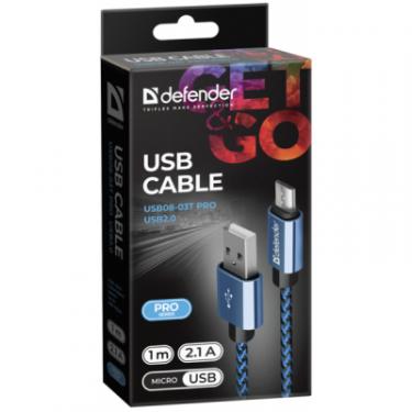 Дата кабель Defender USB 2.0 AM to Micro 5P 1.0m USB08-03T blue Фото 2