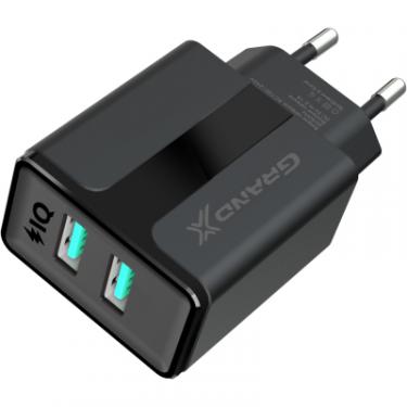 Зарядное устройство Grand-X CH-15T 5V 2,4A 2USB Black + cable USB -> Type-C Фото 3