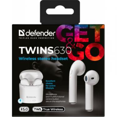Наушники Defender Twins 630 TWS Bluetooth White Фото 5