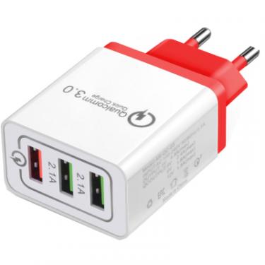 Зарядное устройство XoKo QC-300 3 USB Qualcom 3.0 4.8A Red Фото