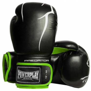 Боксерские перчатки PowerPlay 3018 8oz Black/Green Фото