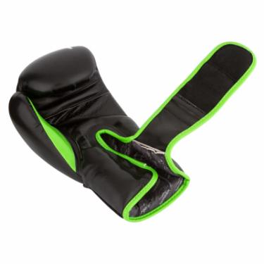 Боксерские перчатки PowerPlay 3018 8oz Black/Green Фото 3