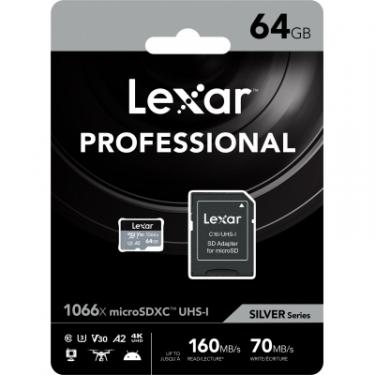 Карта памяти Lexar 64GB microSDXC class 10 UHS-I 1066x Silver Фото 2