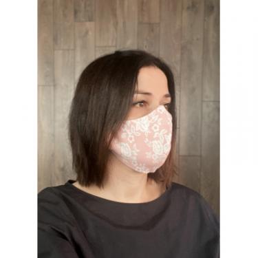 Защитная маска для лица Red point Цветы бело-розовые M Фото 3